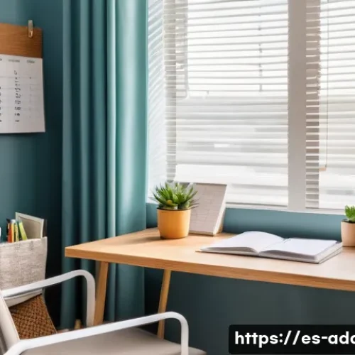 Home 33 중독상담사 시험 준비를 위한 스터디 방법 - A serene, well-organized study room in a modern Spanish home, featuring a wooden desk with neatly ar...